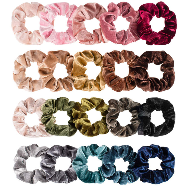 Whaline Hair Scrunchies Velvet Hair Bobble Elastics Hair Bands Soft Hair Ties for Girls Women 20 Colors