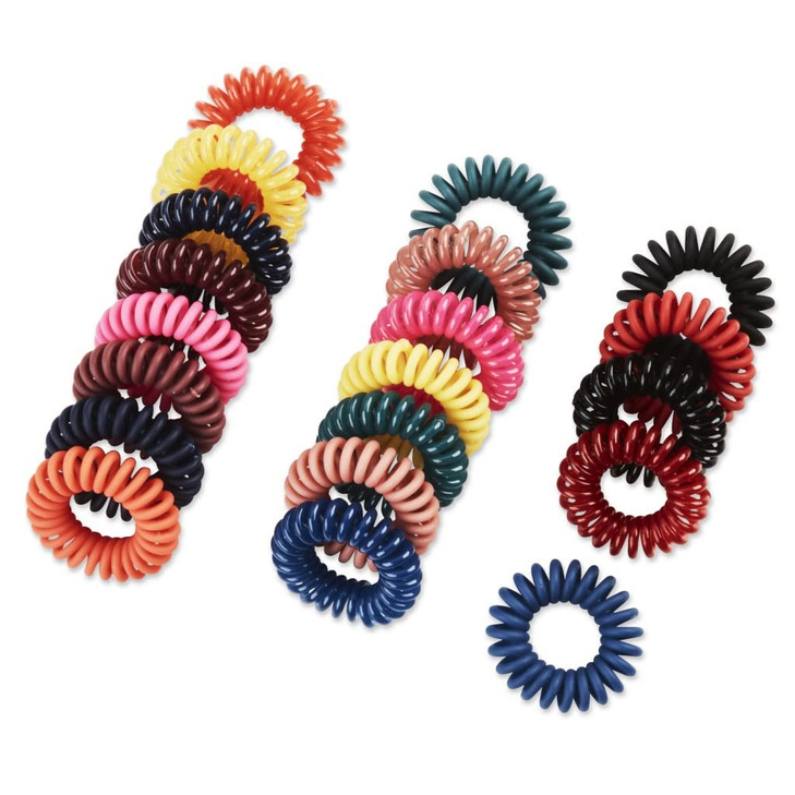 Festive Spiral Hair Tie Elastic Fashion Gift Box Contains 20 NoStress NoDamage Ponytail Bands in Pink Coral Green Sage N