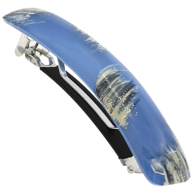 Camila Paris CP3339 French Hair Barrette Clip for Girls Blue Rubberized Metal Clasp Strong Hold Grip Hair Clips for Wome