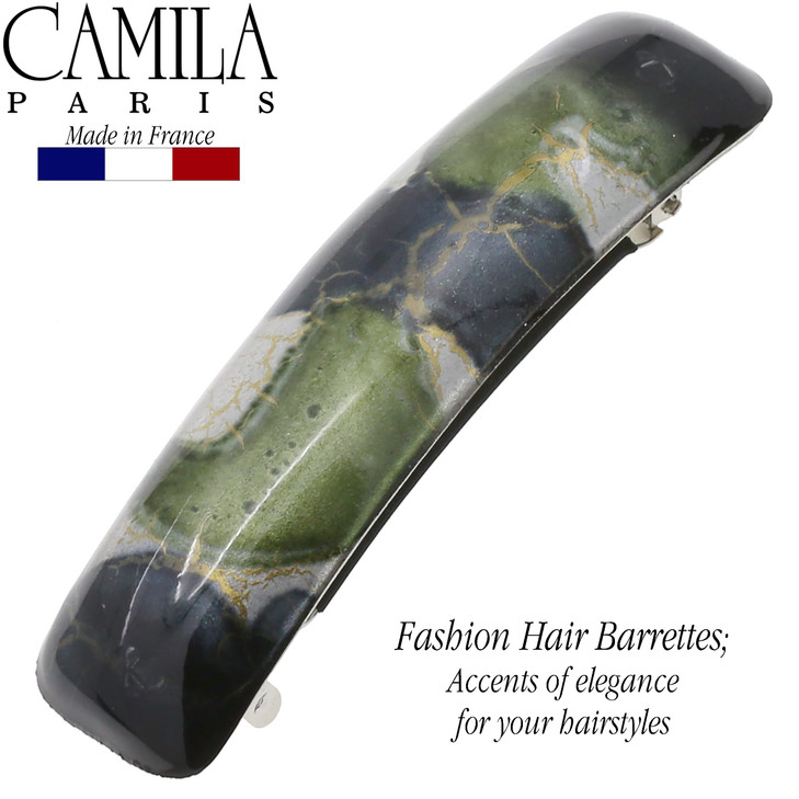 Camila Paris CP3338 French Hair Barrette Clip for Girls BlueGreen Rubberized Metal Clasp Strong Hold Grip Hair Clips for