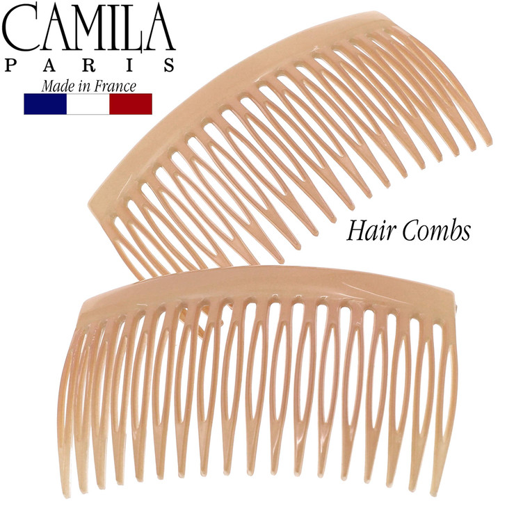 Camila Paris CP3134 French Hair Side Comb Small Curved Beige French Twist Hair Combs Decorative Strong Hold Hair Clips f