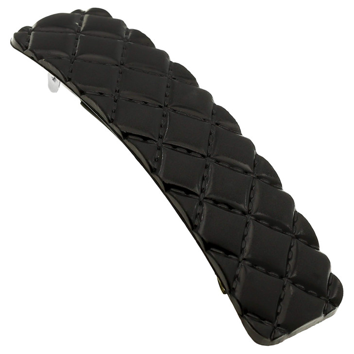 Camila Paris CP2650 French Hair Barrette Clip for Girls Black Rubberized Metal Closure Strong Hold Grip Hair Clips for W