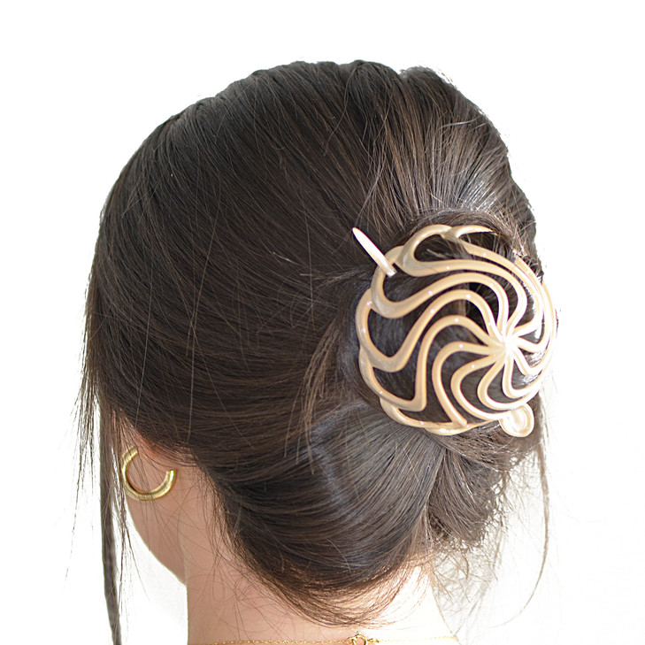 Camila Paris CP2891 French Hair Bun Clip Maker Cover Cap Holder Beige Round Dome Bun Hair Clip for Women Hair Updo Styli