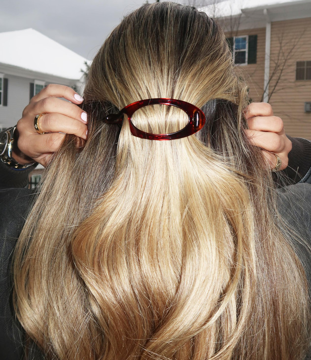 Camila Paris CP2316 French Hair Barrette Clip Flexible Ponytail Holder No Metal Parts Strong Hold Grip Hair Clips for Wo