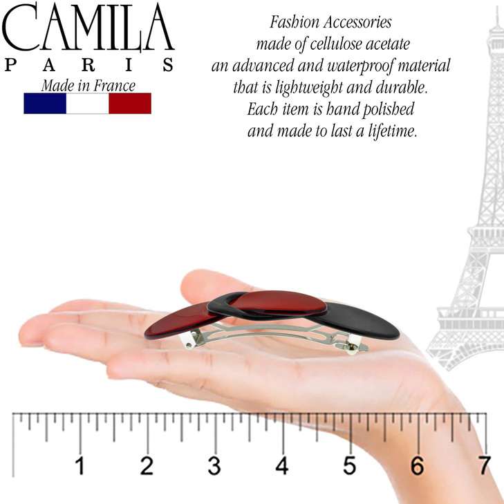 Camila Paris CP2254 French Hair Barrette Clip for Girls Handmade Metal Automatic Clasp Strong Hold Grip Hair Clips for W