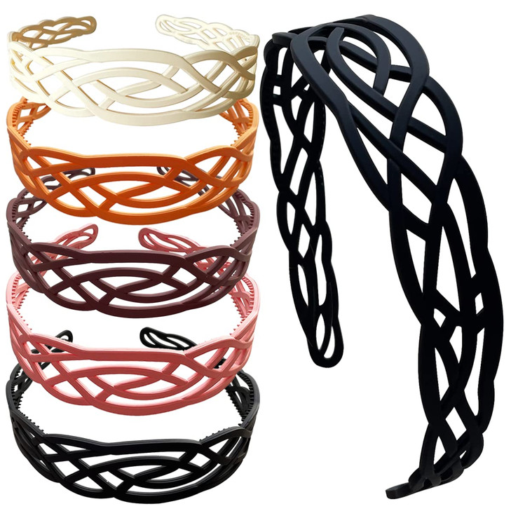 Springtime 6pcs Wide Plastic Headbands for Women Fashion Hair bands with Teeth for Girls Thick Hair Hoops Hair Accessori