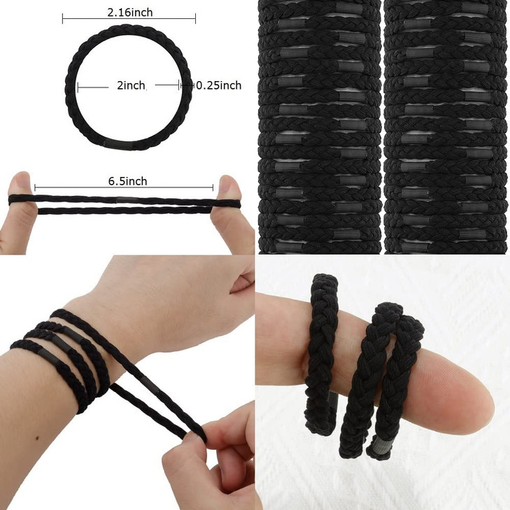 32 PCS Black Hair Ties for Men Guys Women Girls FASOTY Hair Ties Bracelets Elastic Ponytail Holders Hair Bands Hair Acce