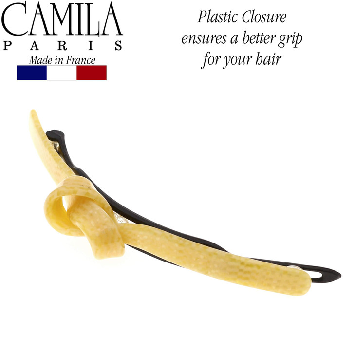 Camila Paris CP2815 French Hair Barrette Clip for Girls Handmade Beige MetalFree Closure Strong Hold Grip Hair Clips for