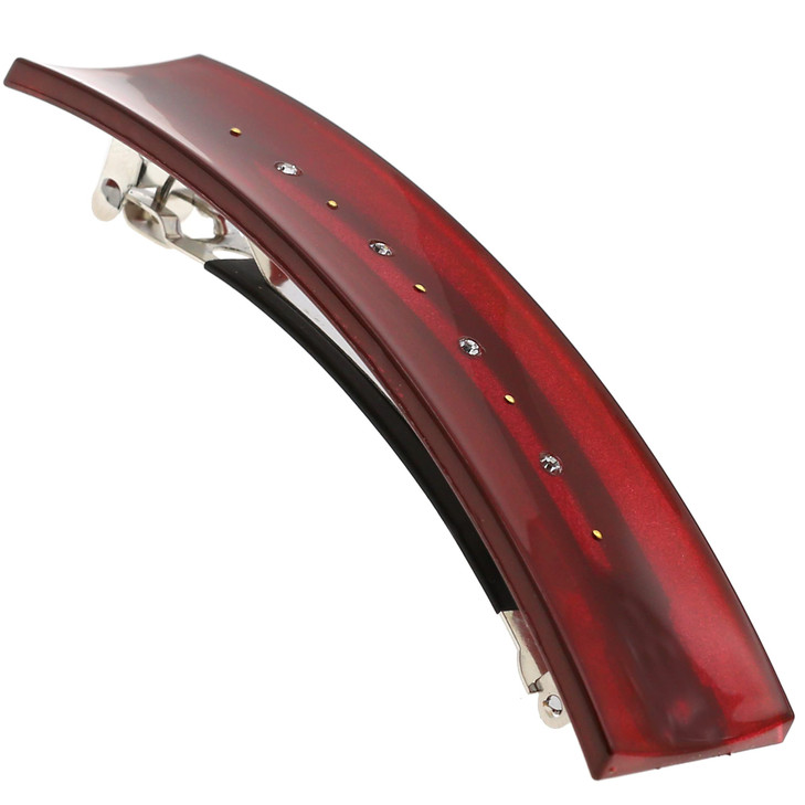 Camila Paris CP3190 French Hair Barrette Clip for Girls Red Rubberized Automatic Clasp Strong Hold Grip Hair Clips for W