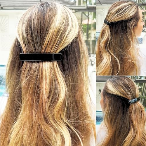 Camila Paris AD819 French Hair Barrette Clip for Girls Black Automatic Metal Clasp Strong Hold Grip Hair Clips for Women