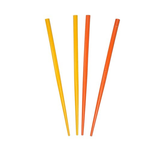 2 Sets of Wooden Hair Sticks Chopsticks Orange Yellow
