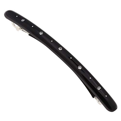 Camila Paris CP2851 French Hair Barrette Large Black Long Skinny Strong Hold Grip Hair Clips for Women Thin Rubberized A