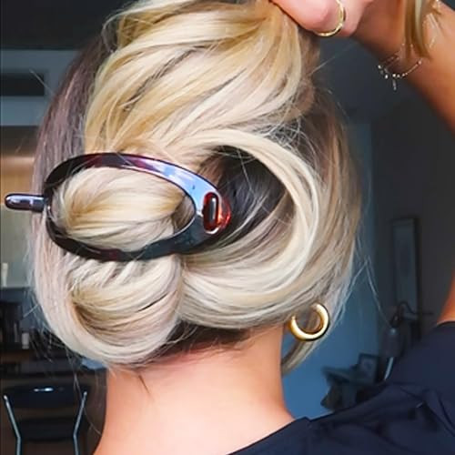 Camila Paris CP2315 French Hair Barrette Clip Flexible Ponytail Holder No Metal Parts Strong Hold Grip Hair Clips for Wo