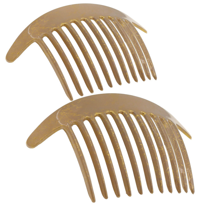 Camila Paris CP2941 French Hair Side Combs Beige Pearl Interlocking Combs French Twist Hair Combs Strong Hold Hair Clips