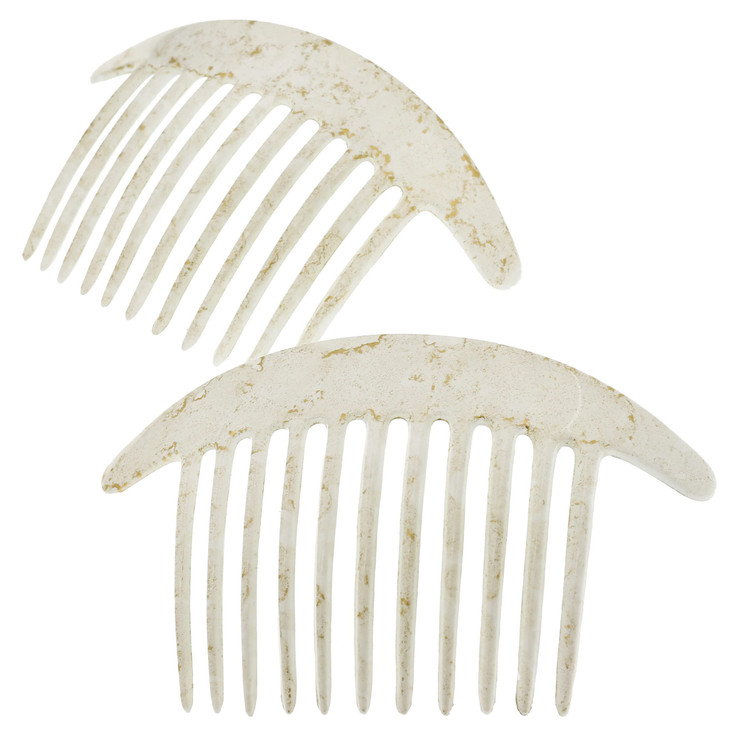 Camila Paris CP2940 French Hair Side Combs White Pearl Interlocking Combs French Twist Hair Combs Strong Hold Hair Clips