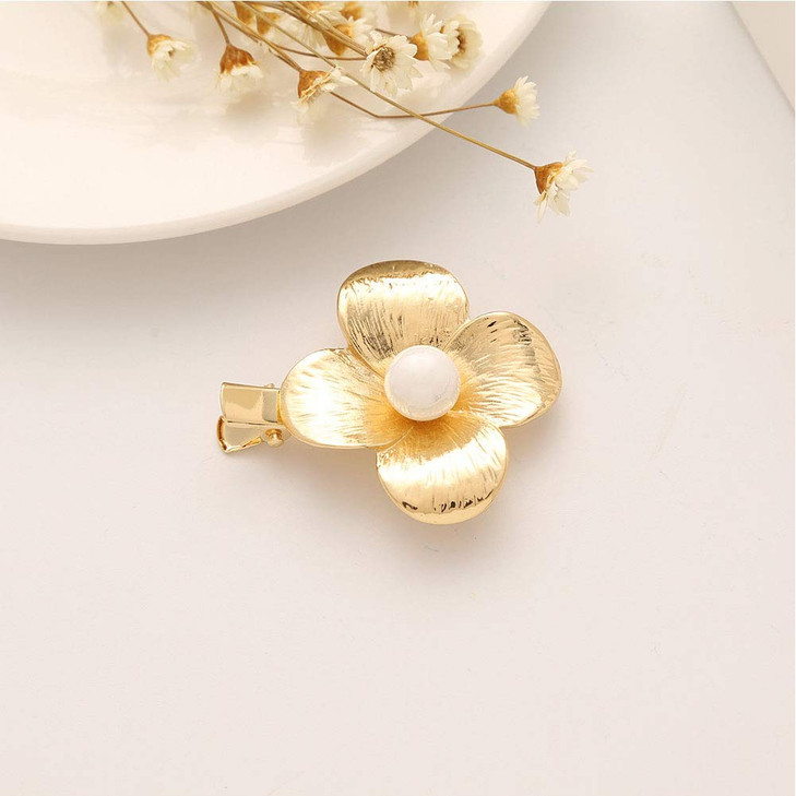 Alloy Imitation Pearls Barrettes Bobby Pins for Women Numblartd 5Pcs Gold Tone Fashion Duckbill Clip Side Clamp Bangs Ha