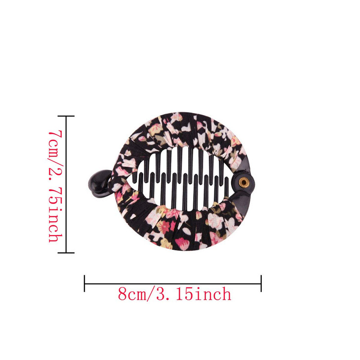Numblartd 6Pcs Bohemia Round Plastic Wrapped Cloth Banana Hair Clip Hair Comb Fashion Fish Shape Side Combs Shark Clip P