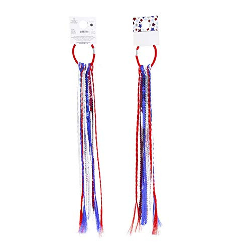 BinaryABC 4th of July American Flag Hair Ties BandsPatriotic Hair AccessoriesMemorial Day Independence Day Decorations2P