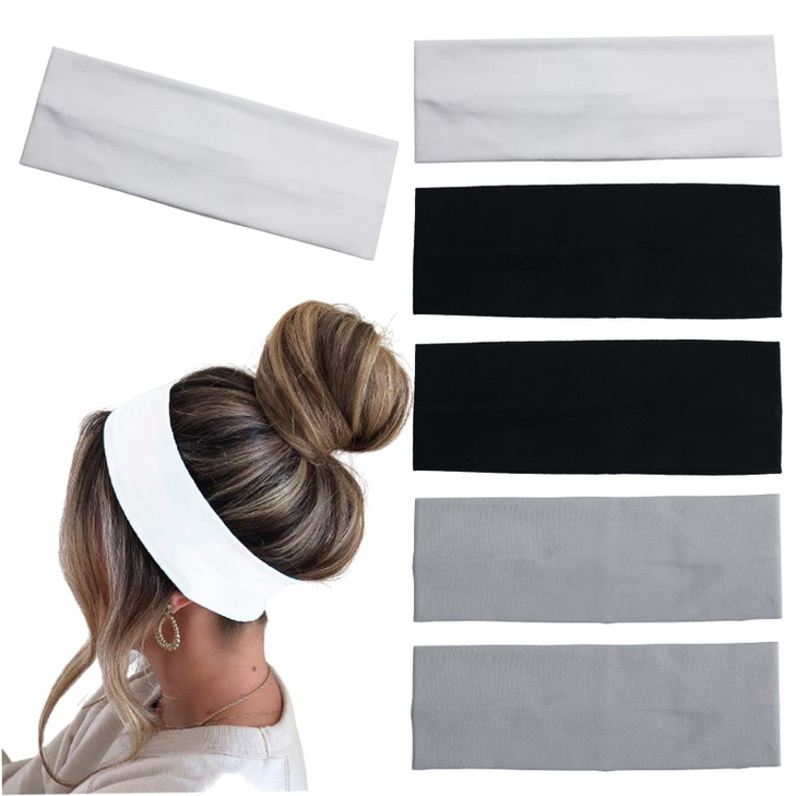 MLMOMVME 6 Pcs Headbands for Women Hair Cotton Headband Nonslip Stretchy Elastic Head Wrap Holder Hair Accessories Black