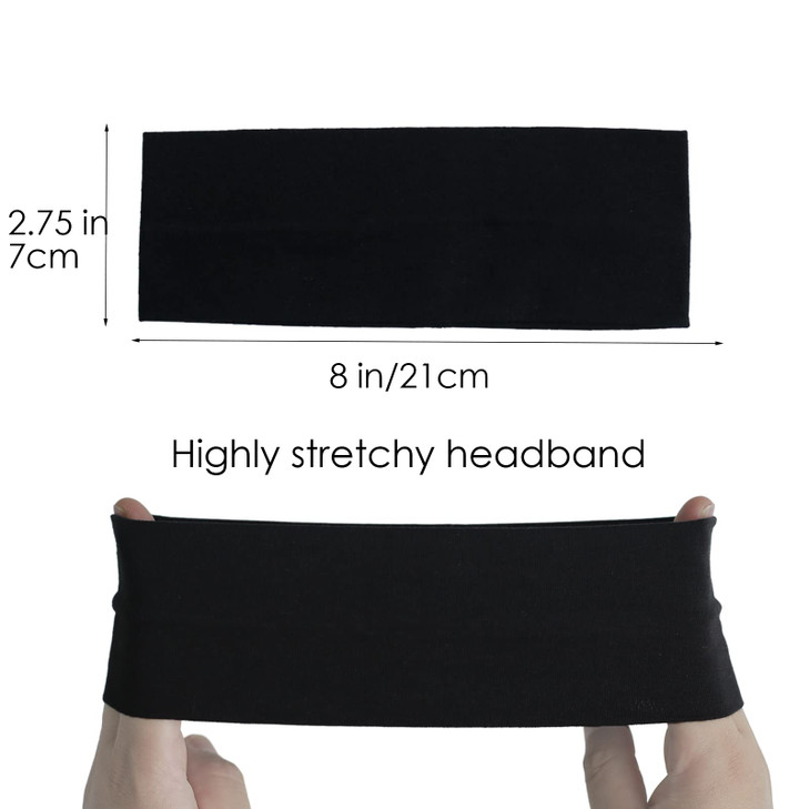 MLMOMVME 6 Pcs Headbands for Women Hair Cotton Headband Nonslip Stretchy Elastic Head Wrap Holder Hair Accessories Black