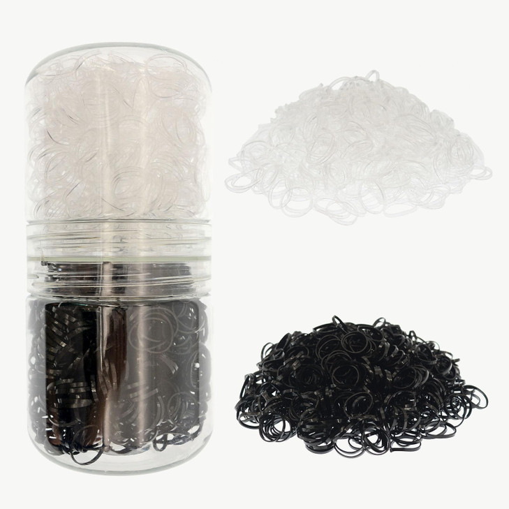 1500 Pcs Mini Hair Rubber Bands Nonslip Rubber Hair Bands for Girls Hair Braids Hair Elastic Hair Ties Black and Clear
