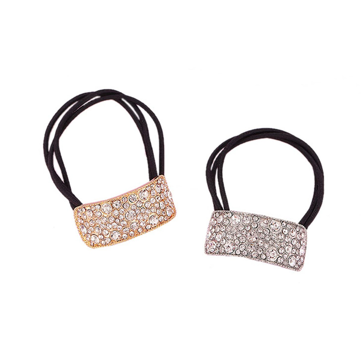 Xiwstar Rhinestone Glitter Ponytail Holder Hair Cuffs Elastic Hair Tie Band for Women Girls Scrunchies Pack of 2