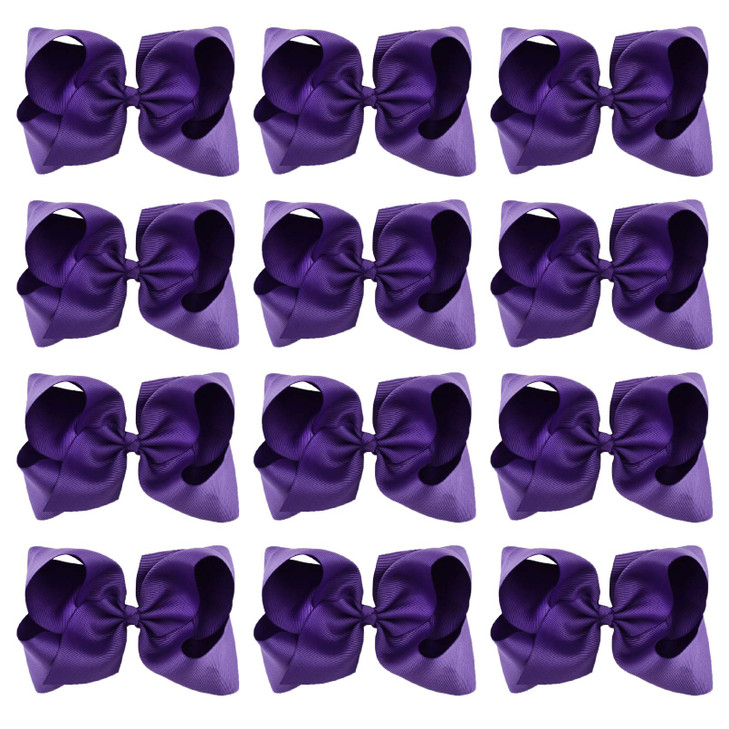 DEEKA 12 PCS 6 Big Handmade Grosgrain Ribbon Hair Bow Alligator Clips Hair Accessories for Little Teen Toddler Girls Roa