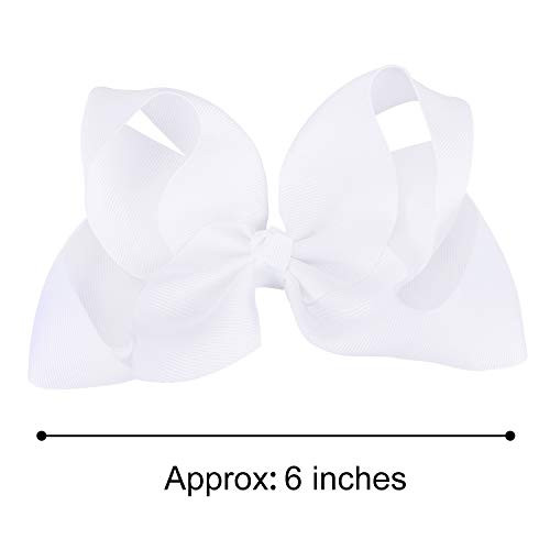 DEEKA 2 PCS 6 Big Handmade Grosgrain Ribbon Solid Color Hair Bows Alligator Clips Hair Accessories for Little Teen Toddl