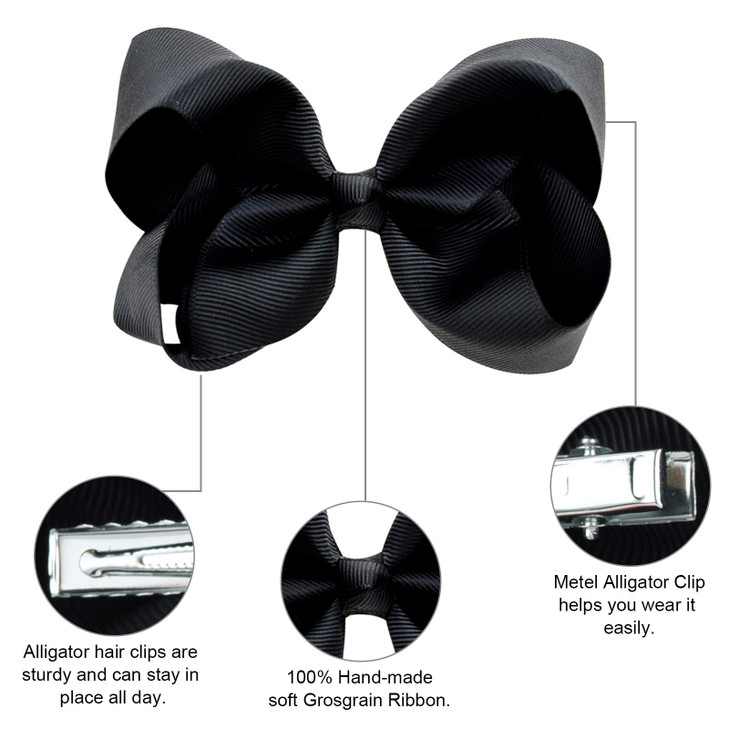 DEEKA 16 PCS 4 Handmade Hair Bow Grosgrain Ribbon Solid Color Hair Bow Alligator Clips Hair Accessories for Little Teen