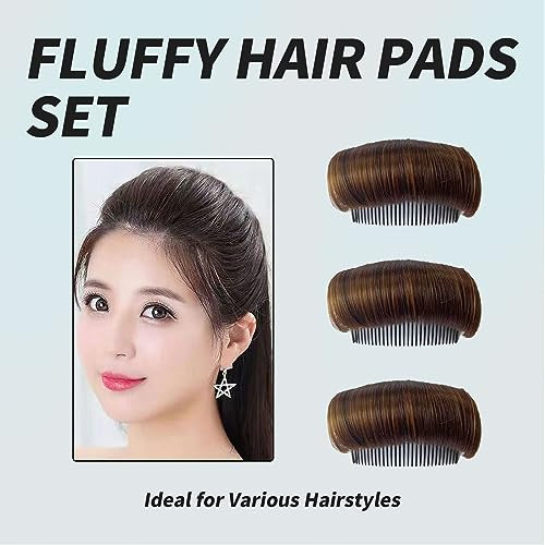 3 Pieces Hair Bun Invisible False Hair Clips Styling Insert Tool for Volume Fluffy Princess Hair Lift Updos with Hair Pa