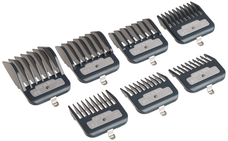 Andis Master Series Premium Hair Clipper Attachment Comb Set Clipper Guards Cutting Guides with Metal Clip Black 7 Count