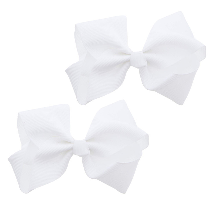 3 Inch Grosgrain Bow for Little Girls Set of 2 White