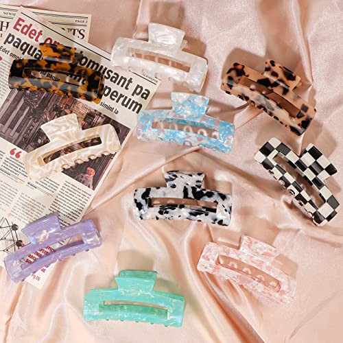 Magicsky 10 Pcs Hair Claw Clips for Women Opal Marble Tortoise Acrylic Large Clip for Thick Thin Hair 90s Cute Butterfly
