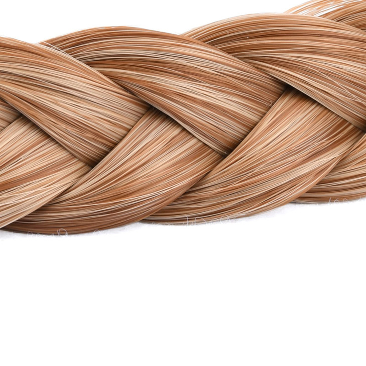 BOBIYA 2 Strands Synthetic Hair Braided Headband Classic Chunky Plaited Braids Strawberry Blonde