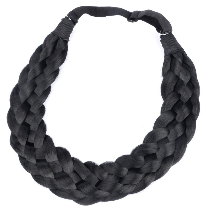 DIGUAN 5 Strands Synthetic Hair Braided Headband Classic Chunky Wide Plaited Braids Elastic Stretch Hairpiece Women Girl