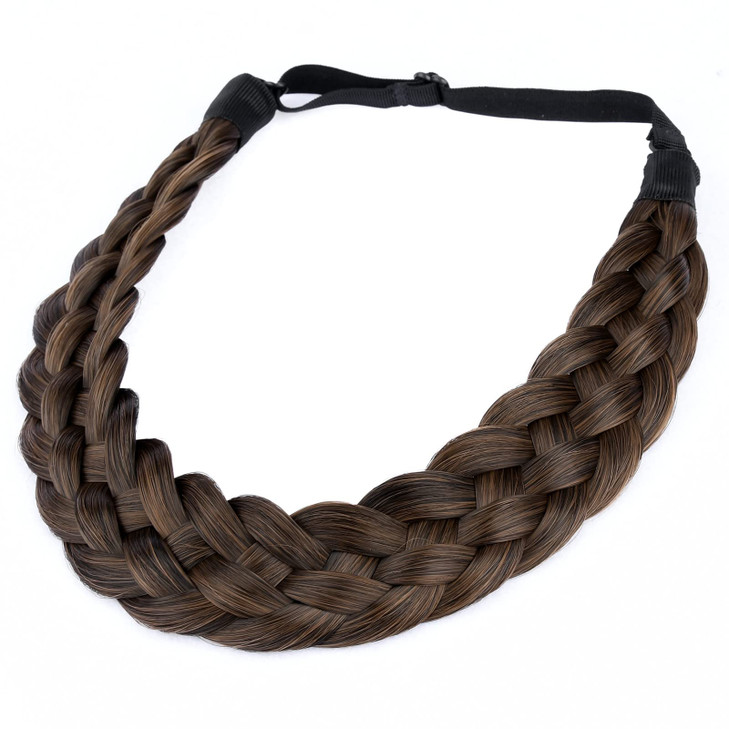 DIGUAN 5 Strands Synthetic Hair Braided Headband Classic Chunky Wide Plaited Braids Elastic Stretch Hairpiece Women Girl