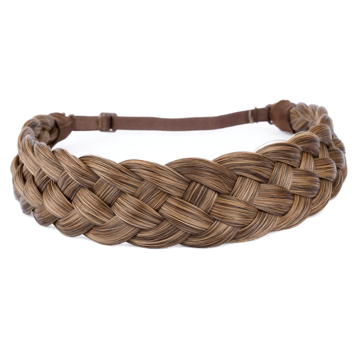 DIGUAN 5 Strands Synthetic Hair Braided Headband Classic Chunky Wide Plaited Braids Elastic Stretch Hairpiece Women Girl