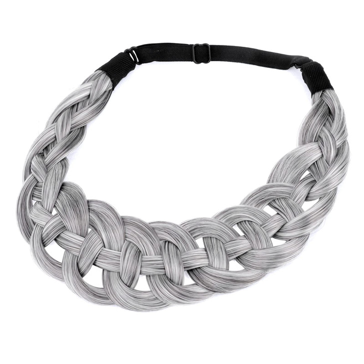 DIGUAN Hollow out Synthetic Hair Braided Headband Hairpiece Women Girl Beauty accessory for Women Salt Pepper