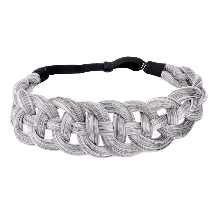 DIGUAN Hollow out Synthetic Hair Braided Headband Hairpiece Women Girl Beauty accessory for Women Salt Pepper