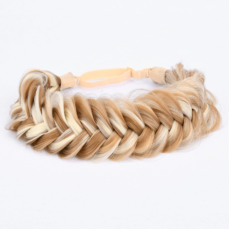 BOBIYA Messy Wide 2 Strands Synthetic Hair Braided Headband Classic Chunky Hair Braid Elastic Stretch Braid Headbands fo