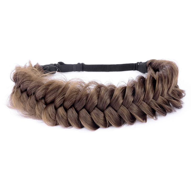 BOBIYA Messy Wide 2 Strands Synthetic Hair Braided Headband Classic Chunky Hair Braid Elastic Stretch Braid Headbands fo