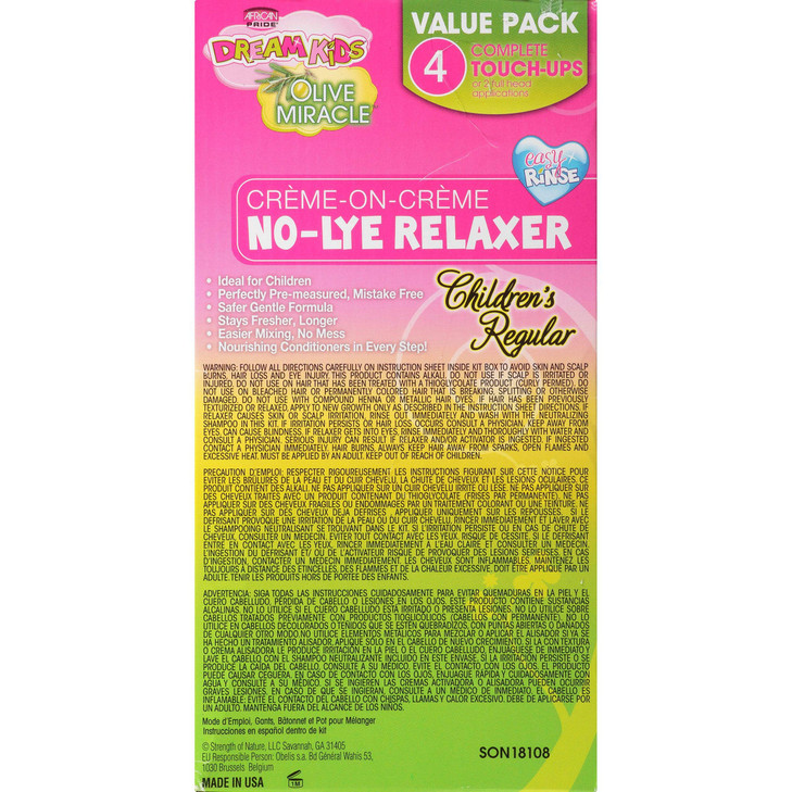 African Pride Dream Kids Olive Miracle 4 TouchUp Relaxer Kit Regular Helps Strengthen Protect Hair Contains Olive Oil to