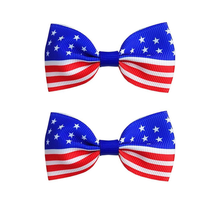 Women Girls Hair Bow Baby Girl Hair Clips Grosgrain Ribbon Hair Bows Flag Hair Clip Hair Accessories Decoration for 4th