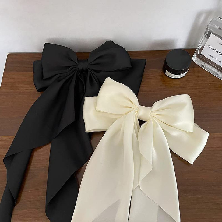 3 Pcs Bow Ribbon Hair Clip Solid Satin Clip Hair Pin Retro Headband with Clips Women Girls Hair Accessories for party