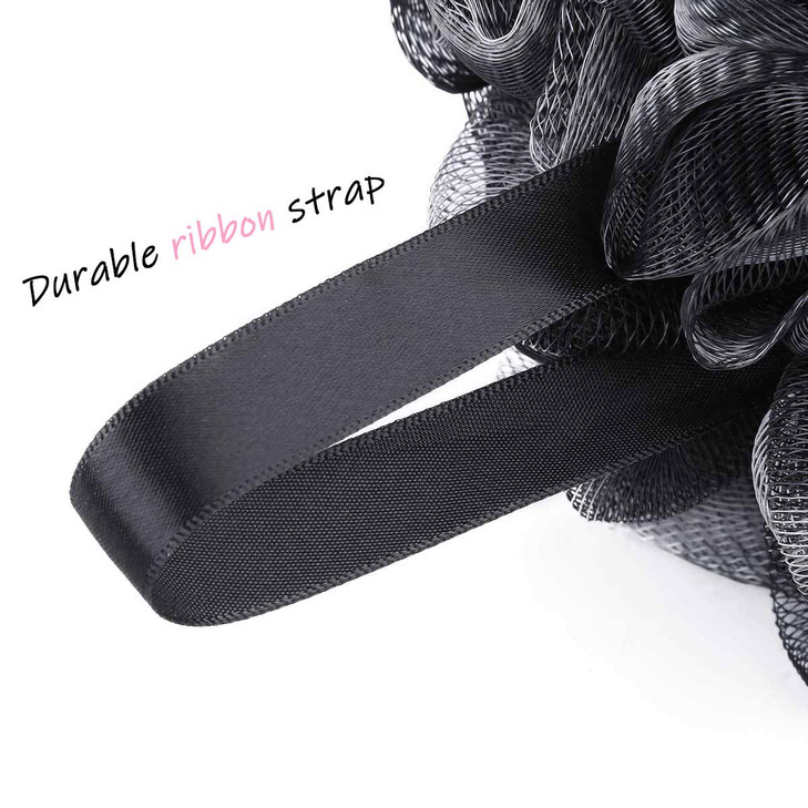 Tbestmax 75g XL Black Loofah Sponge for Exfoliating, Soft Shower Puff Bath Ball Body Scrubber Mesh Pouf 4 Set online at globaldelivered