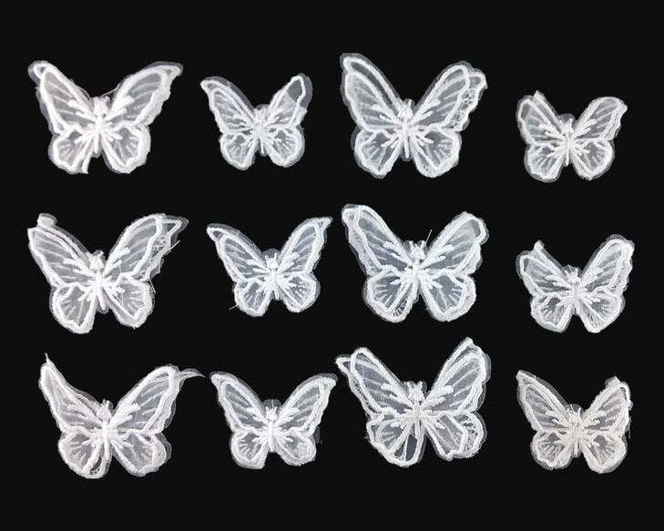 yueton 12pcs Handmade Embroidery Organza Butterfly Barrettes Bobby Pin Metal Alligator Clip Hair Clips Bride Headwear Ed