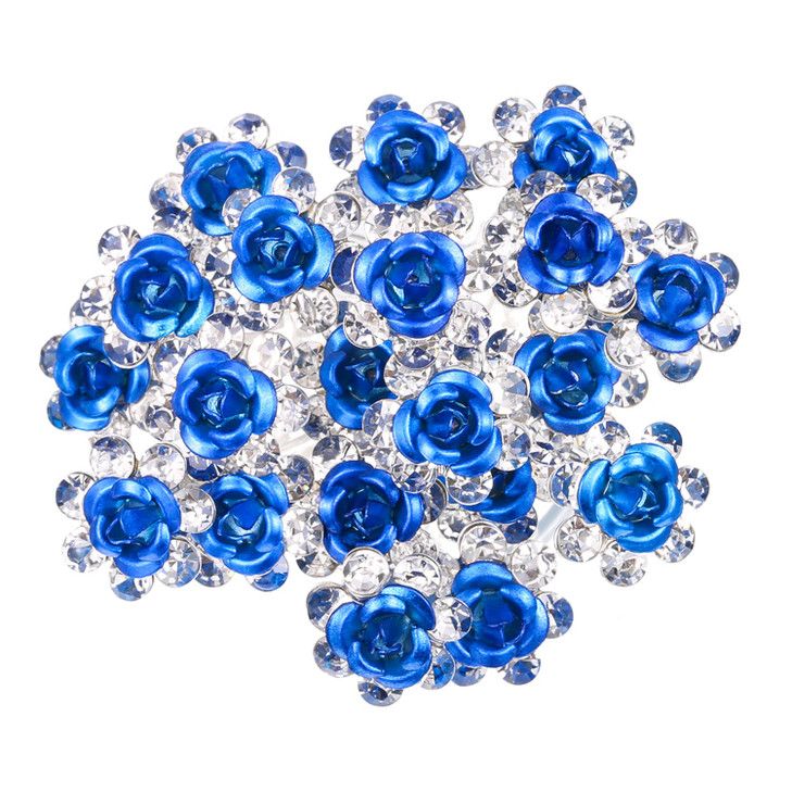 eBoot 40 Pack Crystal Hair Pins Rose Flower Rhinestone Hair Clips for Bridal Wedding Women Hair Jewelry Accessories with