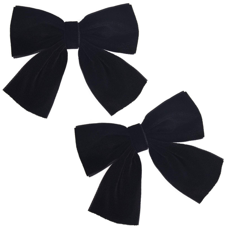 DEEKA 2 PCS 4 Handmade Velvet Hair Bows Alligator Clips Hair Accessories for Little Teen Toddler Girls Kids Set of 2 Bla
