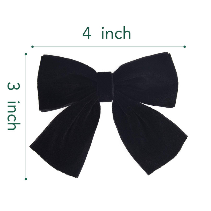 DEEKA 2 PCS 4 Handmade Velvet Hair Bows Alligator Clips Hair Accessories for Little Teen Toddler Girls Kids Set of 2 Bla