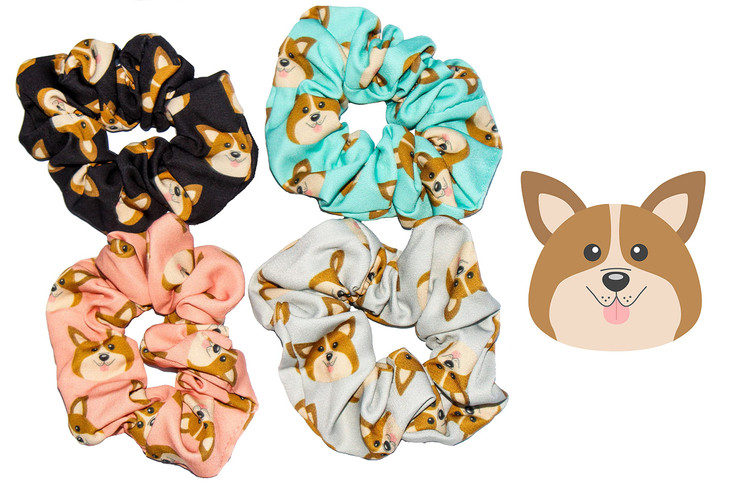 Happie Hare Scrunchies Cotton Rounds Elastic Hair Bands Scrunchy Hair Ties Girls Hair Accessories Gifts for Women 4 Pack